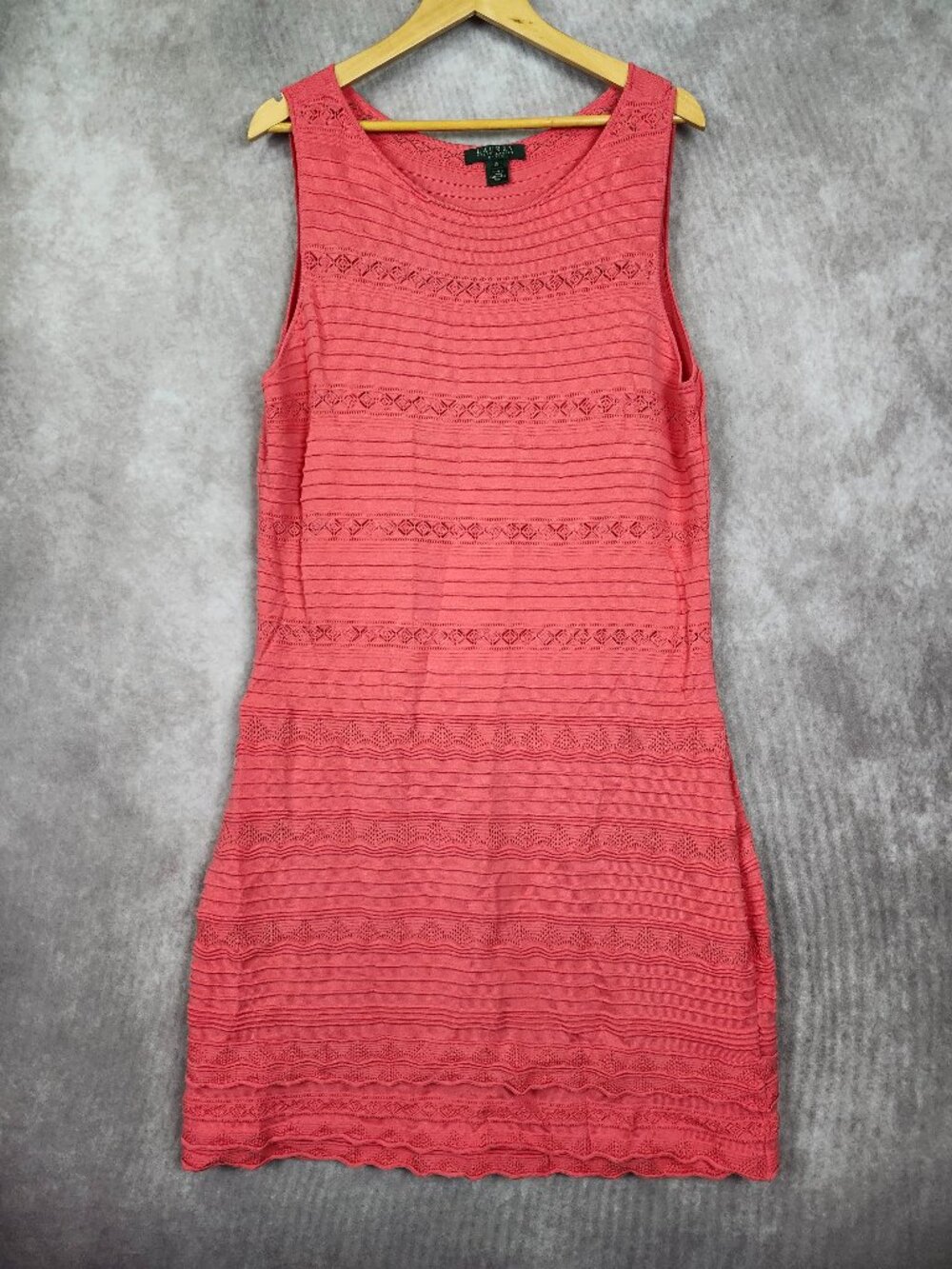 Lauren Ralph Lauren Coral Pink Sleeveless Tank Dress Textured XL
